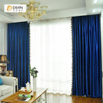 DIHINHOME Home Textile Modern Curtain DIHIN HOME Exquisite Blue Printed Velvet，Blackout Grommet Window Curtain for Living Room ,52x63-inch,1 Panel