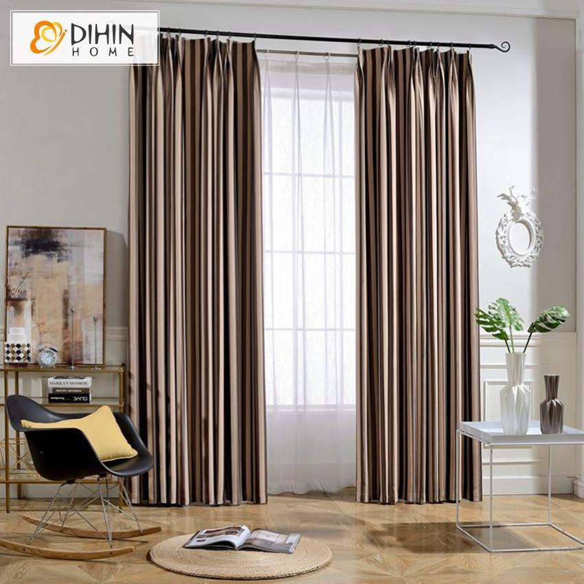 DIHINHOME Home Textile Modern Curtain DIHIN HOME Exquisite Brown Printed,Blackout Grommet Window Curtain for Living Room ,52x63-inch,1 Panel