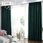 DIHINHOME Home Textile Modern Curtain DIHIN HOME Exquisite Dark Green Printed Velvet，Blackout Grommet Window Curtain for Living Room ,52x63-inch,1 Panel