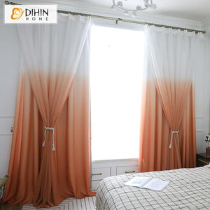 DIHINHOME Home Textile Modern Curtain DIHIN HOME Exquisite Orange to White Printed,Blackout Grommet Window Curtain for Living Room ,52x63-inch,1 Panel