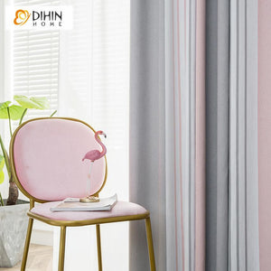 DIHINHOME Home Textile Modern Curtain DIHIN HOME Exquisite Pink Grey Printed,Blackout Grommet Window Curtain for Living Room ,52x63-inch,1 Panel