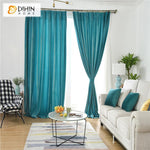 DIHINHOME Home Textile Modern Curtain DIHIN HOME Exquisite Solid Blue Printed,Blackout Grommet Window Curtain for Living Room ,52x63-inch,1 Panel