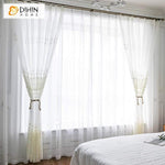 DIHINHOME Home Textile Modern Curtain DIHIN HOME Exquisite Solid White Embroidered,Blackout Grommet Window Curtain for Living Room ,52x63-inch,1 Panel