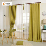 DIHINHOME Home Textile Modern Curtain DIHIN HOME Exquisite Solid Yellow Printed，Blackout Grommet Window Curtain for Living Room ,52x63-inch,1 Panel