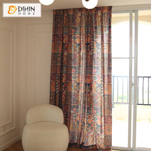 DIHINHOME Home Textile Modern Curtain DIHIN HOME Fashion Bohemian Style Printed,Blackout Grommet Window Curtain for Living Room ,52x63-inch,1 Panel