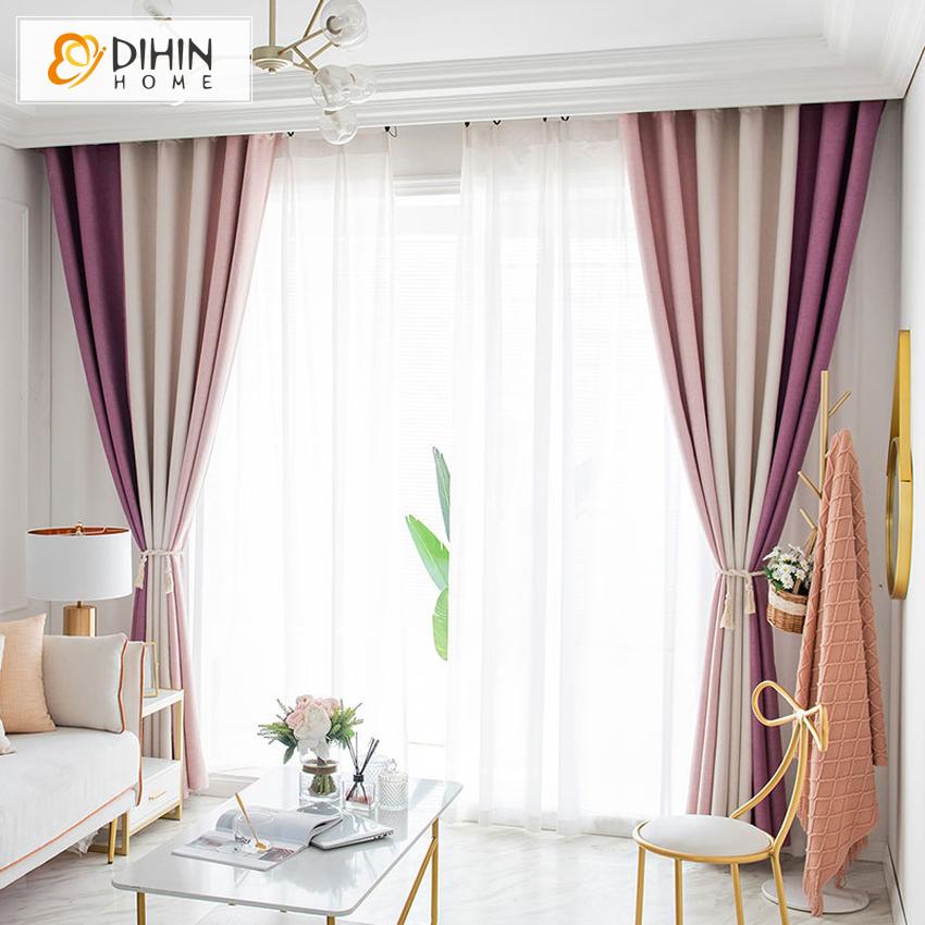 DIHIN HOME Fashion Coloful Strips Printed,Blackout Grommet Window Curtain for Living Room ,52x63-inch,1 Panel