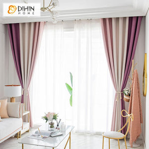 DIHIN HOME Fashion Coloful Strips Printed,Blackout Grommet Window Curtain for Living Room ,52x63-inch,1 Panel