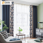 DIHINHOME Home Textile Modern Curtain DIHIN HOME Fashion Geometric Spliced Curtains，Blackout Grommet Window Curtain for Living Room ,52x63-inch,1 Panel