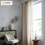 DIHIN HOME Fashion Geometric Style Curtains With Lace ,Blackout Grommet Window Curtain for Living Room ,52x63-inch,1 Panel