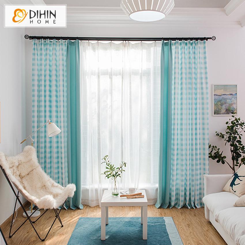 DIHIN HOME Fashion Stripe Spliced Curtains,Blackout Grommet Window Curtain for Living Room ,52x63-inch,1 Panel