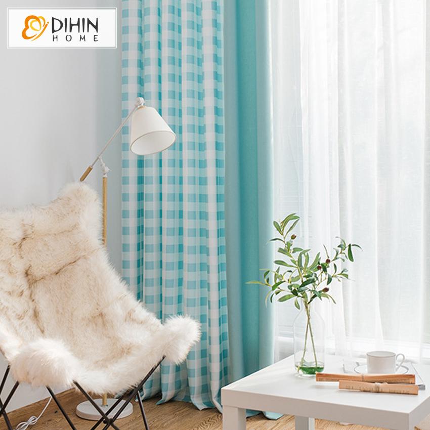 DIHIN HOME Fashion Stripe Spliced Curtains,Blackout Grommet Window Curtain for Living Room ,52x63-inch,1 Panel