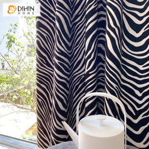 DIHINHOME Home Textile Modern Curtain DIHIN HOME Fashion Zebra Pattern Jacquard,Blackout Grommet Window Curtain for Living Room