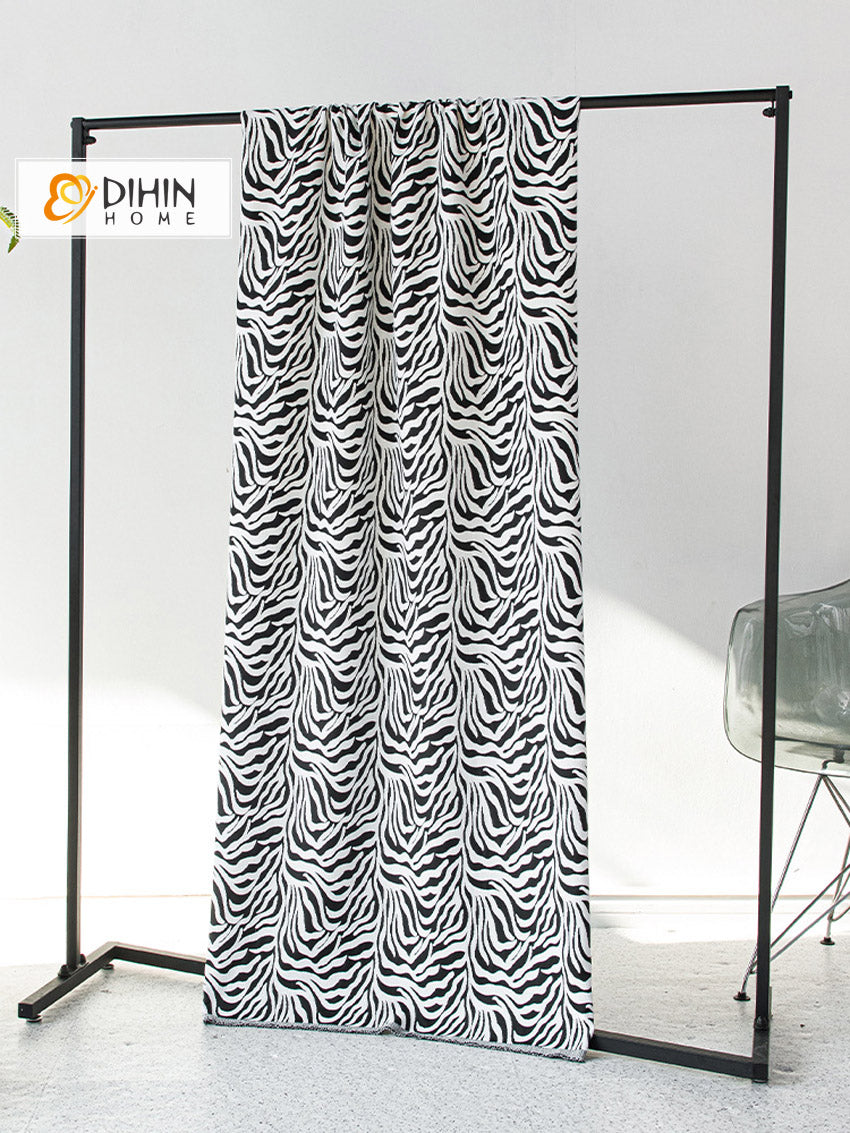 DIHINHOME Home Textile Modern Curtain DIHIN HOME Fashion Zebra Pattern Jacquard,Blackout Grommet Window Curtain for Living Room ,52x63-inch,1 Panel