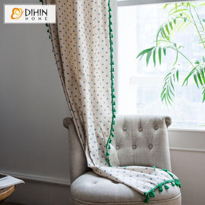 DIHIN HOME Garden Small Flowers Curtains With Lace ,Blackout Grommet Window Curtain for Living Room ,52x63-inch,1 Panel