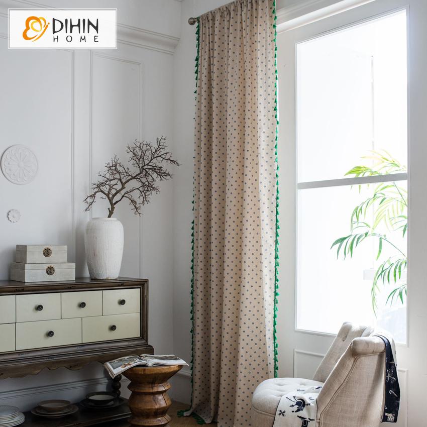 DIHIN HOME Garden Small Flowers Curtains With Lace ,Blackout Grommet Window Curtain for Living Room ,52x63-inch,1 Panel