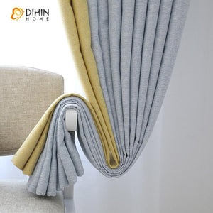 DIHINHOME Home Textile Modern Curtain DIHIN HOME Grey and Yellow Printed,Blackout Grommet Window Curtain for Living Room ,52x63-inch,1 Panel