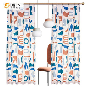 DIHIN HOME High Quality Geometric Pattern Printed Curtains,Blackout Grommet Window Curtain for Living Room ,52x63-inch,1 Panel