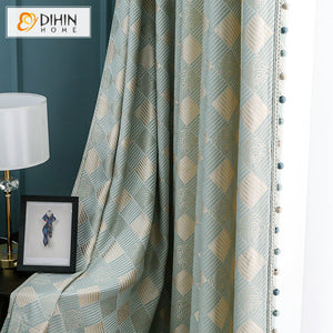 DIHINHOME Home Textile Modern Curtain DIHIN HOME High Quality Modern Geometric Jacquard,Blackout Curtains Grommet Window Curtain for Living Room ,52x84-inch,1 Panel