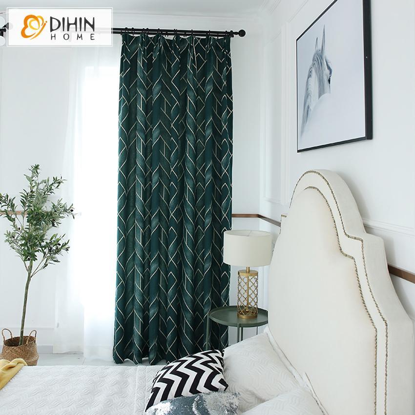 DIHIN HOME High Quality Modern Geometric Strips Printed Curtains,Blackout Grommet Window Curtain for Living Room ,52x63-inch,1 Panel