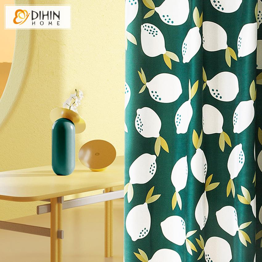 DIHIN HOME High Quality Pastoral Plants Printed Curtains,Blackout Grommet Window Curtain for Living Room ,52x63-inch,1 Panel