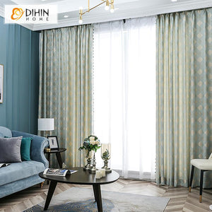 DIHINHOME Home Textile Modern Curtain DIHIN HOME Japanese geometry Jacquard,Blackout Grommet Window Curtain for Living Room ,52x63-inch,1 Panel