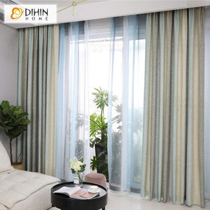DIHINHOME Home Textile Modern Curtain DIHIN HOME Light Grey Blue Beige Printed,Blackout Grommet Window Curtain for Living Room ,52x63-inch,1 Panel