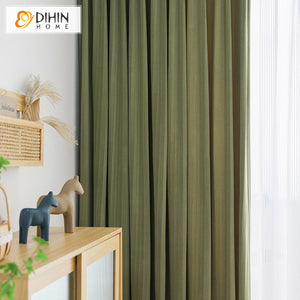 DIHINHOME Home Textile Modern Curtain DIHIN HOME Luxury Green Thickening Striped,Blackout Grommet Window Curtain for Living Room