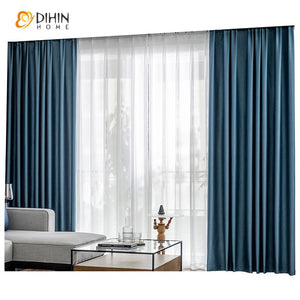 DIHINHOME Home Textile Modern Curtain DIHIN HOME Luxury High Quality Blue Geometry Jacquard,Blackout Grommet Window Curtain for Living Room ,52x63-inch,1 Panel