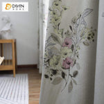 DIHINHOME Home Textile Modern Curtain DIHIN HOME Luxury Pastoral Jacquard Curtain ,Cotton Linen ,Blackout Grommet Window Curtain for Living Room ,52x63-inch,1 Panel