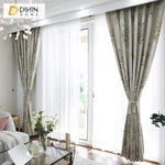 DIHINHOME Home Textile Modern Curtain DIHIN HOME Luxury Pastoral Jacquard Curtain ,Cotton Linen ,Blackout Grommet Window Curtain for Living Room ,52x63-inch,1 Panel