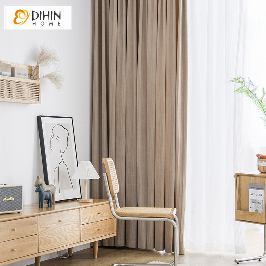 DIHINHOME Home Textile Modern Curtain DIHIN HOME Luxury Thickening Striped,Blackout Grommet Window Curtain for Living Room