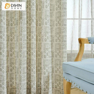 DIHINHOME Home Textile Modern Curtain DIHIN HOME Messy Grey Pattern Printed,Blackout Grommet Window Curtain for Living Room ,52x63-inch,1 Panel
