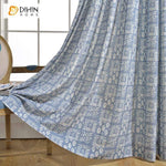 DIHINHOME Home Textile Modern Curtain DIHIN HOME Messy White Pattern Printed Blue Background,Blackout Grommet Window Curtain for Living Room ,52x63-inch,1 Panel