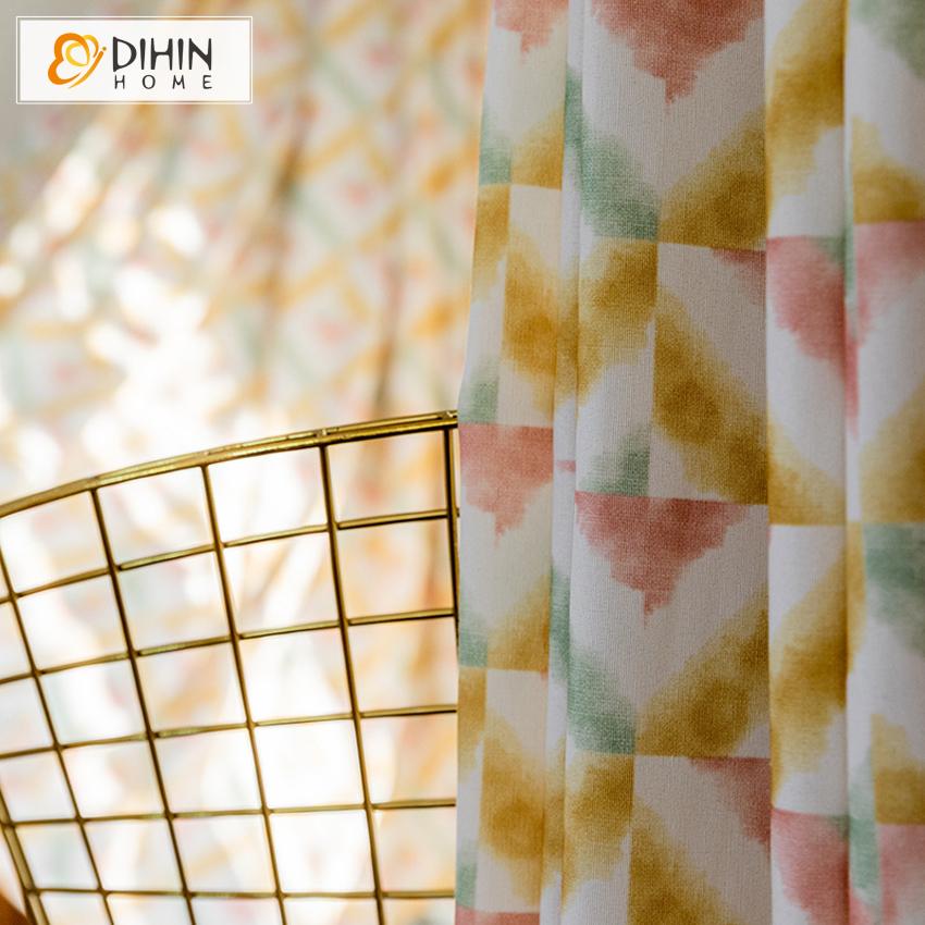 DIHIN HOME Modern Abstract Geometric Prined Curtain,Blackout Curtains Grommet Window Curtain for Living Room ,52x84-inch,1 Panel