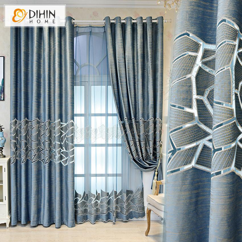 DIHIN HOME Modern Abstract Geometry Curtain ,Blackout Curtains Grommet Window Curtain for Living Room ,52x84-inch,1 Panel