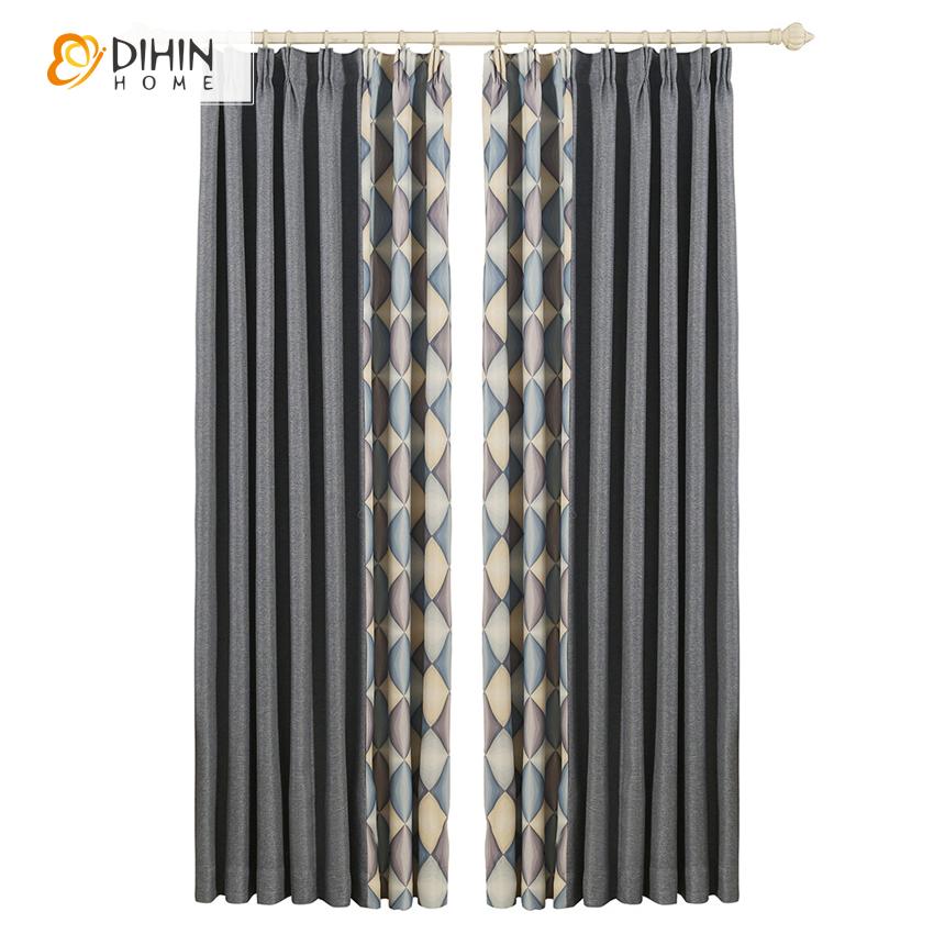 DIHINHOME Home Textile Modern Curtain DIHIN HOME Modern Abstract Geometry Printed Curtains,Blackout Grommet Window Curtain for Living Room ,52x63-inch,1 Panel Roman Shades Window Curtains Curtains Window Blinds Curtains Drapes