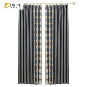 DIHINHOME Home Textile Modern Curtain DIHIN HOME Modern Abstract Geometry Printed Curtains,Blackout Grommet Window Curtain for Living Room ,52x63-inch,1 Panel Roman Shades Window Curtains Curtains Window Blinds Curtains Drapes