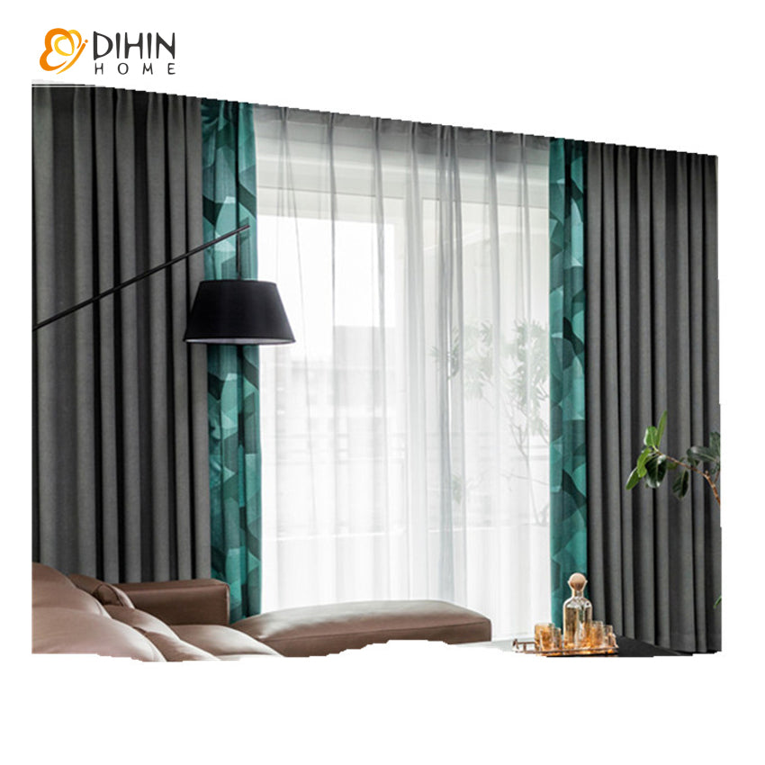 DIHINHOME Home Textile Modern Curtain DIHIN HOME Modern Abstract Style Geometric,Blackout Grommet Window Curtain for Living Room ,52x63-inch,1 Panel