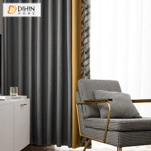 DIHINHOME Home Textile Modern Curtain DIHIN HOME Modern Abstract Thickening Jacquard,Blackout Grommet Window Curtain for Living Room ,52x63-inch,1 Panel