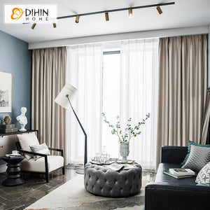 DIHINHOME Home Textile Modern Curtain DIHIN HOME Modern Beige Color High-grade Imitation Silk High Shading,Grommet Window Curtain for Living Room ,52x63-inch,1 Panel