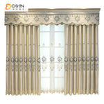 DIHIN HOME Modern Beige Jacquard Embroidered Curtains Customzied Valance ,Blackout Curtains Grommet Window Curtain for Living Room ,52x84-inch,1 Panel