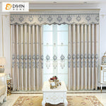 DIHIN HOME Modern Beige Jacquard Embroidered Curtains Customzied Valance ,Blackout Curtains Grommet Window Curtain for Living Room ,52x84-inch,1 Panel