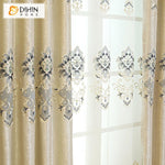 DIHIN HOME Modern Beige Jacquard Embroidered Curtains Customzied Valance ,Blackout Curtains Grommet Window Curtain for Living Room ,52x84-inch,1 Panel