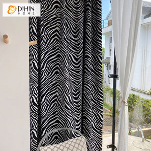 DIHINHOME Home Textile Modern Curtain DIHIN HOME Modern Black and White Zebra Printed Curtains,Grommet Window Curtain for Living Room ,52x63-inch,1 Panel