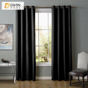 DIHIN HOME Modern Black Color Curtains,Blackout Grommet Window Curtain for Living Room ,52x63-inch,1 Panel