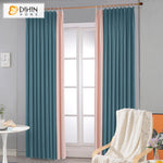 DIHIN HOME Modern Blue and Baby Pink Velvet Fabric,Blackout Grommet Window Curtain for Living Room,52x63-inch,1 Panel