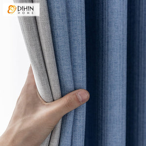 DIHIN HOME Modern Blue and Grey Color,Blackout Curtains Grommet Window Curtain for Living Room ,52x63-inch,1 Panel