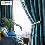 DIHIN HOME Modern Blue and Grey Color Jacquard,Blackout Curtains Grommet Window Curtain for Living Room ,52x84-inch,1 Panel