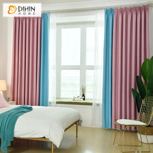 DIHIN HOME Modern Blue and Pink Curtains,Blackout Grommet Window Curtain for Living Room ,52x63-inch,1 Panel