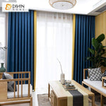 DIHINHOME Home Textile Modern Curtain DIHIN HOME Modern Blue and Yellow Spliced Curtains，Blackout Grommet Window Curtain for Living Room ,52x63-inch,1 Panel